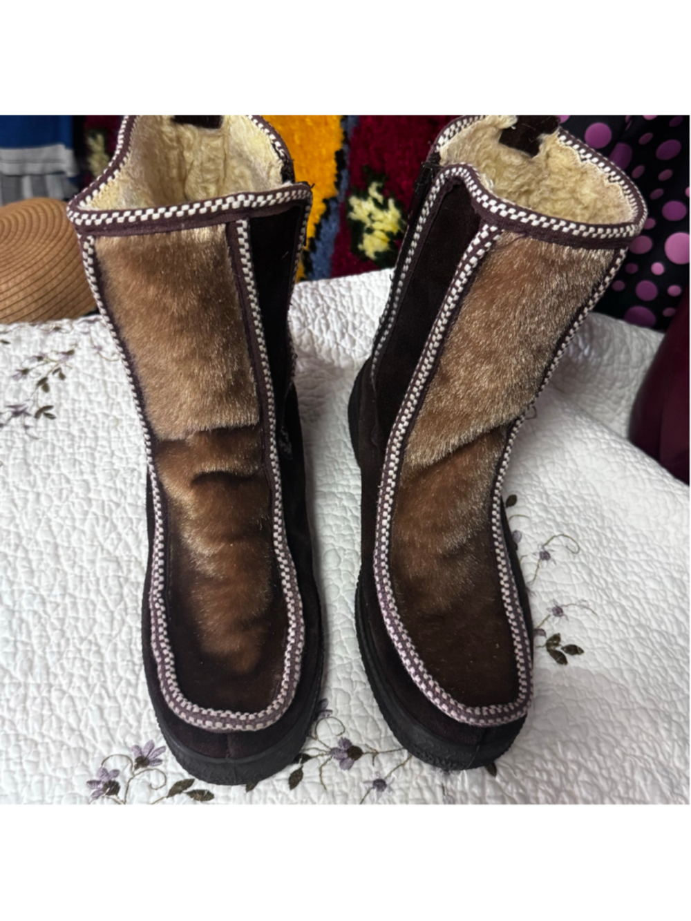 Ski Lounger Fur Lined Winter Boots in Brown and Beige Women's Size 6